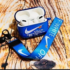 Off-White Nike Desing Protective Case for  AirPods Pro (2019) Blue